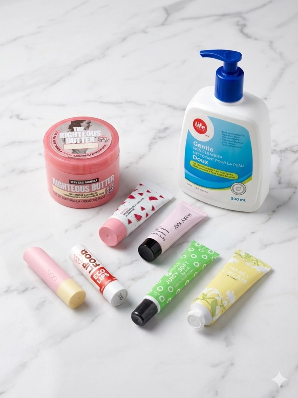 Soap and Glory EOS Mary Kay 8pc Everyday Essentials Skin and Lip Care Bundle